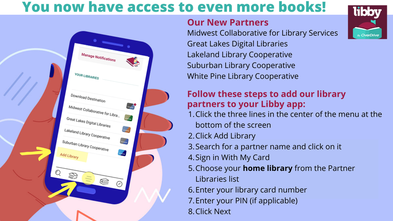 how to add additional library cooperatives to libby